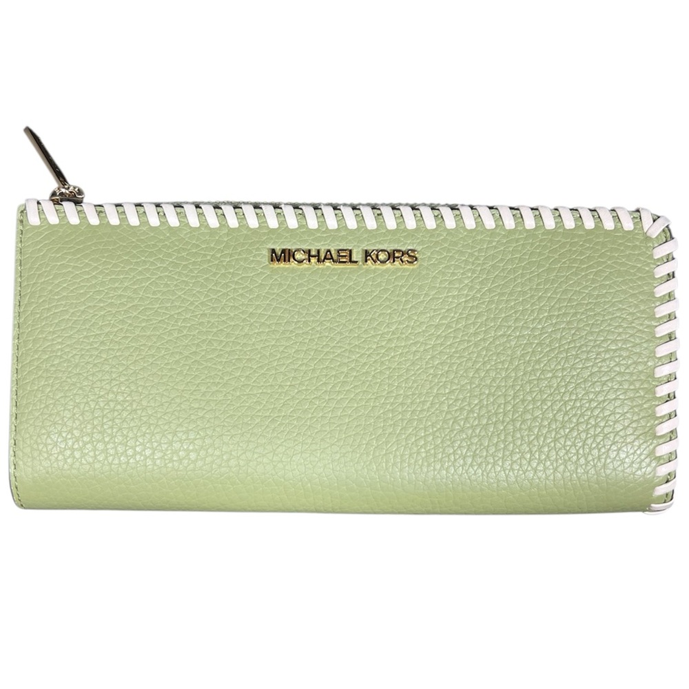 Michael Kors Jet Set Travel Large Pebbled Leather Quarter-Zip Wallet